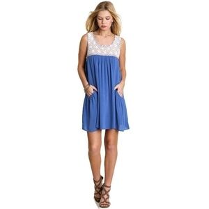 Sleeveless Dress with Pockets – Blue